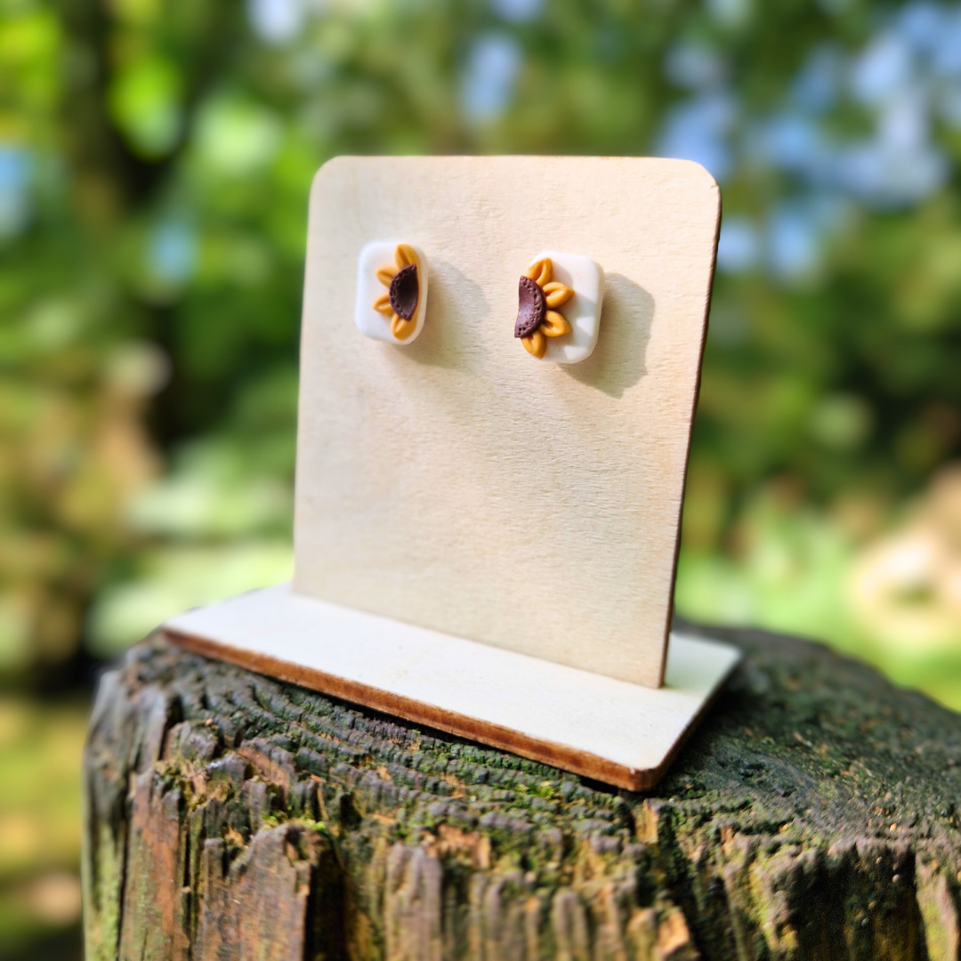 Half Sunflower Rectangle Studs