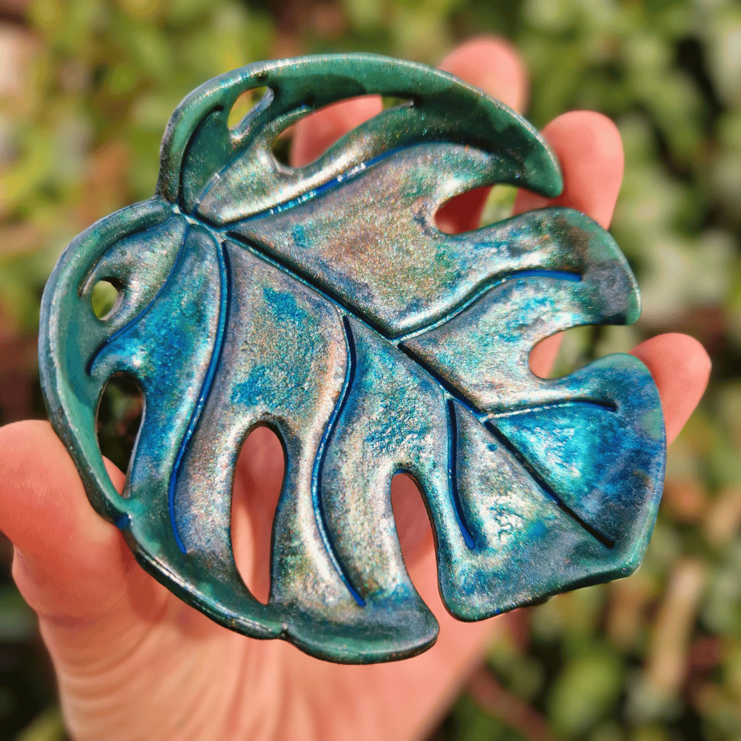 Metallics Monstera Polymer Clay Trinket Dish