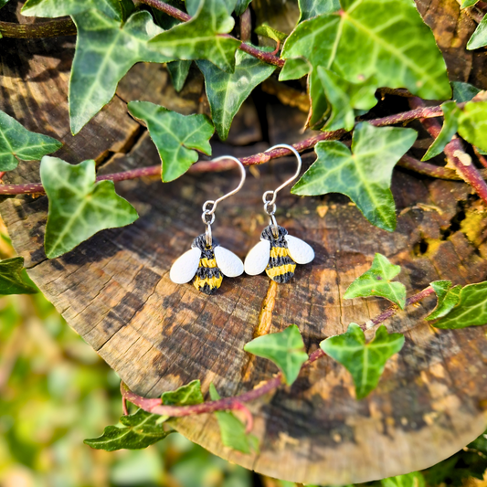 Bumble Bee Polymer Clay Hook Earrings