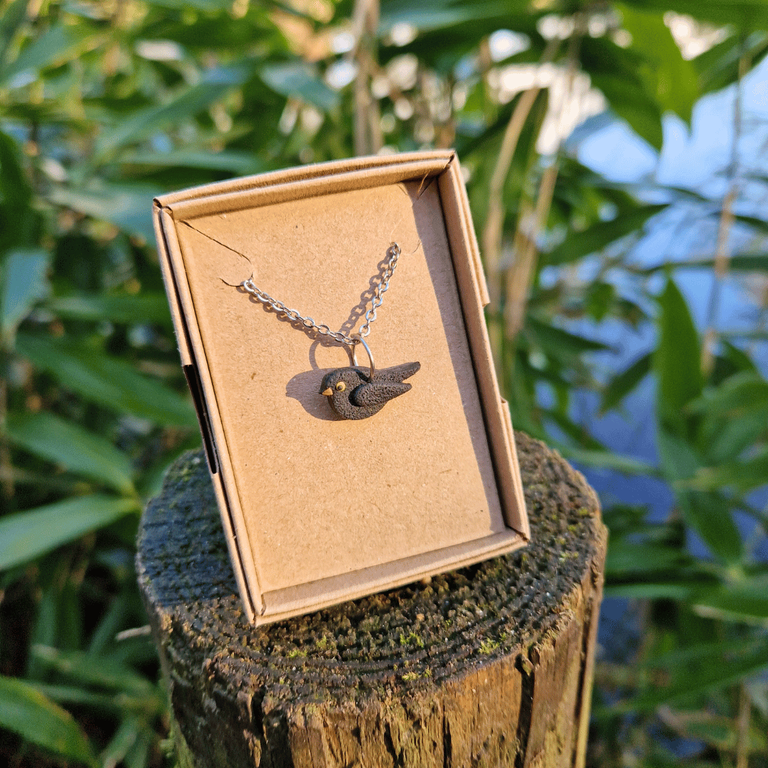 Blackbird British Bird Polymer Clay 20" Necklace