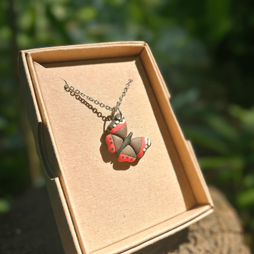 Red Admiral Butterfly Polymer Clay 20" Necklace