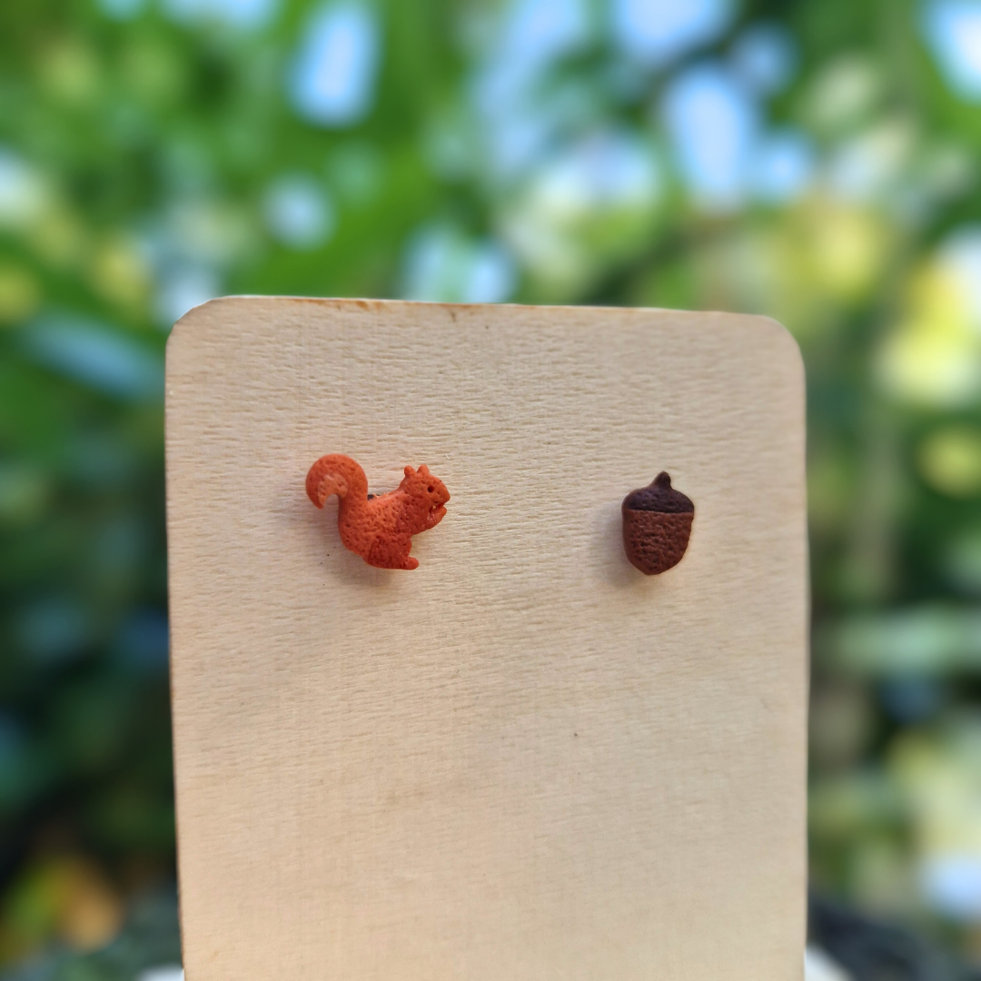 Squirrel & Acorn Studs