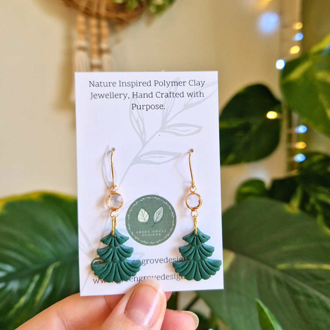 Ornate Christmas Tree Hook Earrings