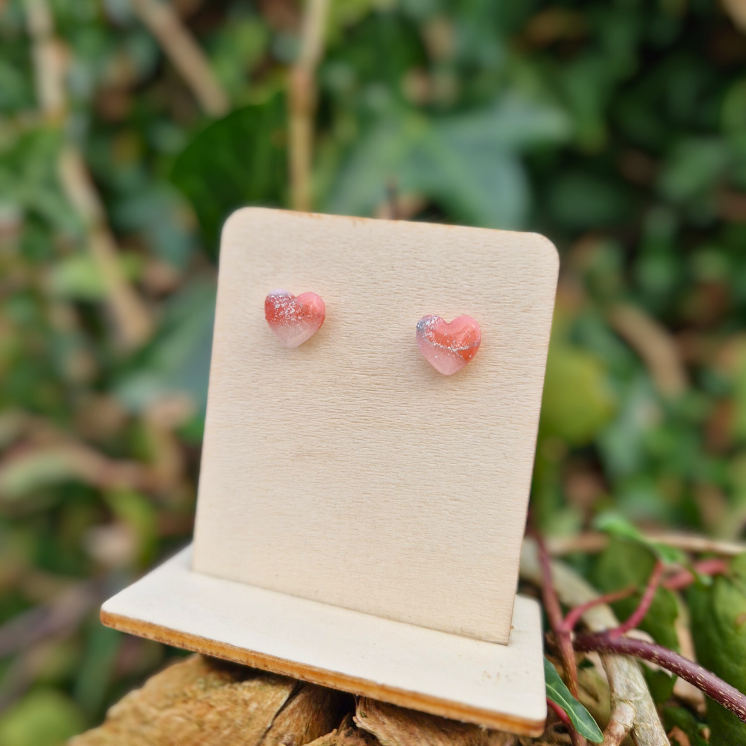 Translucent Effect Valentine's Heart Studs