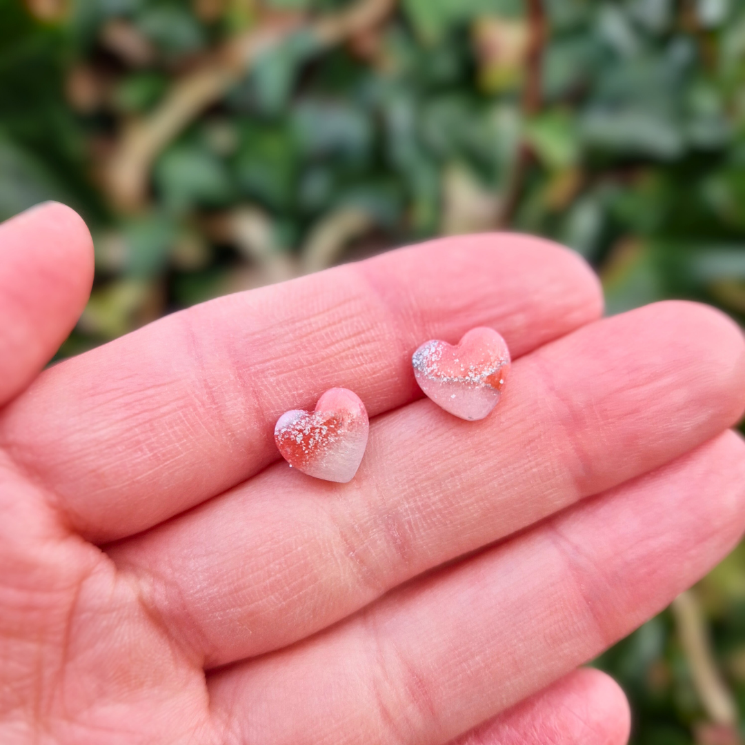 Translucent Effect Valentine's Heart Studs