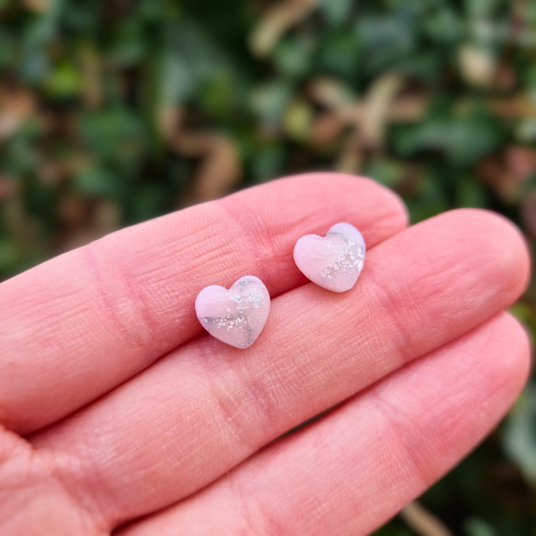 Translucent Effect Valentine's Heart Studs