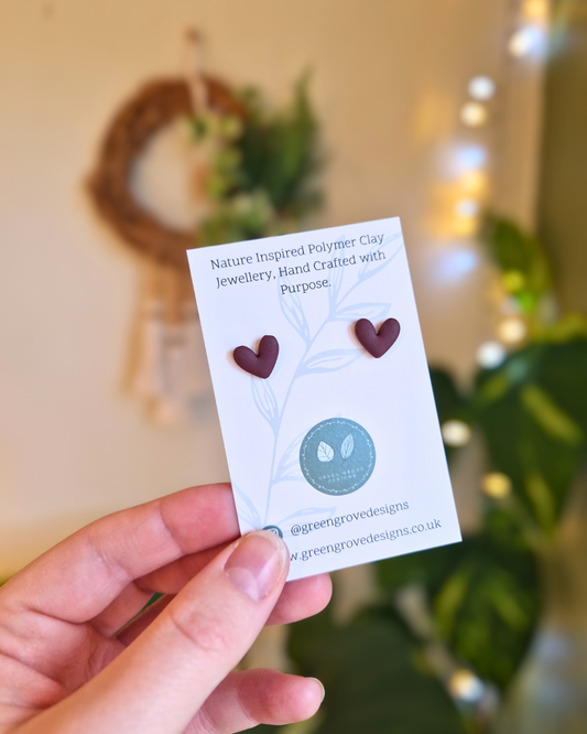 Classic Plum Heart Studs