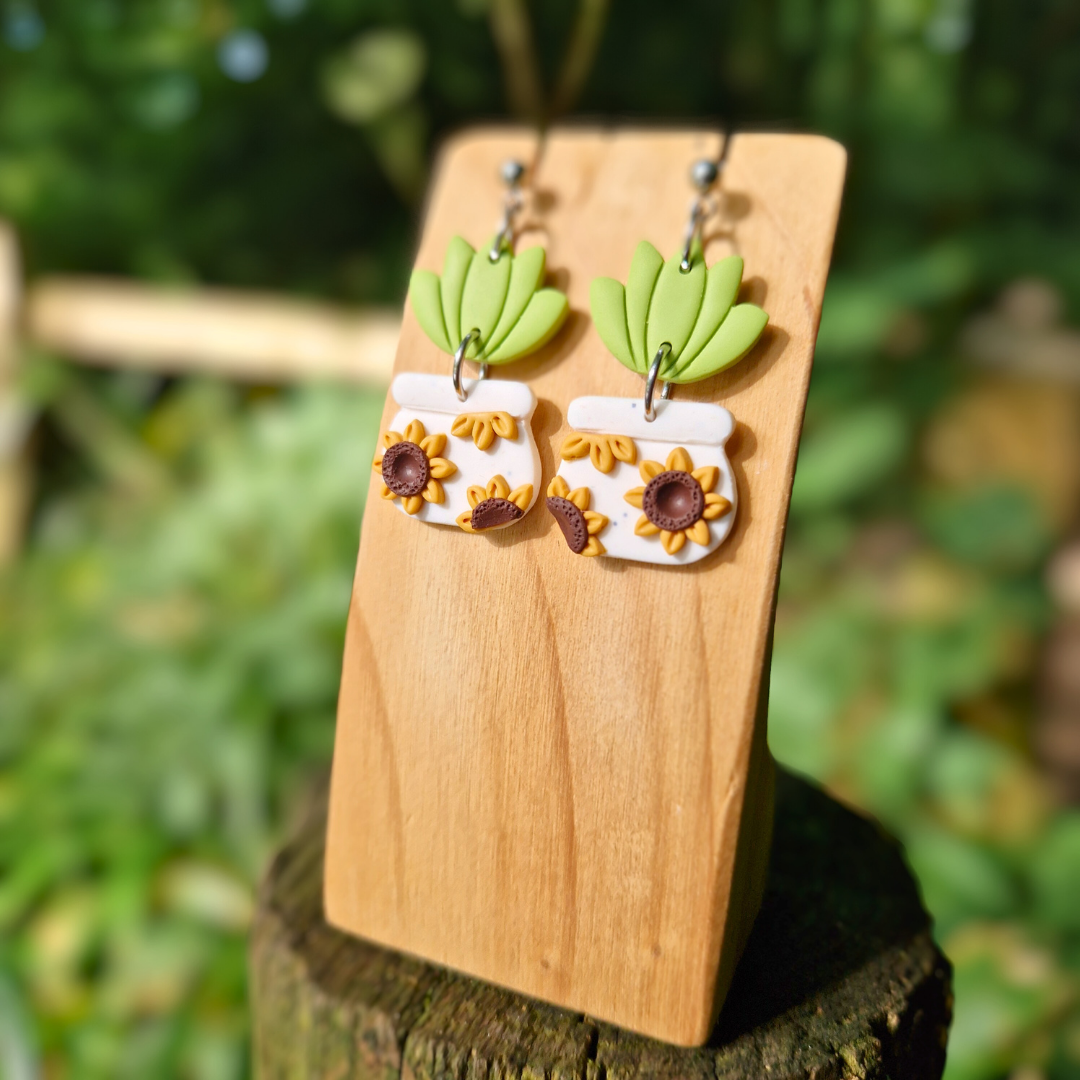 Sunflower Pot & Plant Drop Studs