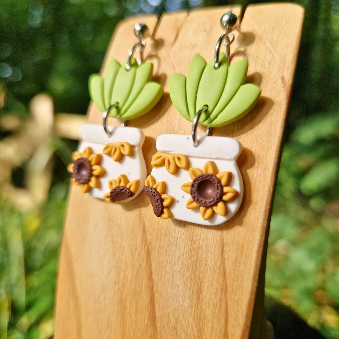 Sunflower Pot & Plant Drop Studs