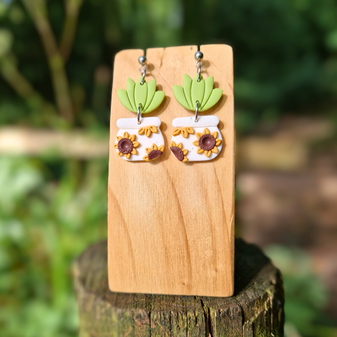 Sunflower Pot & Plant Drop Studs