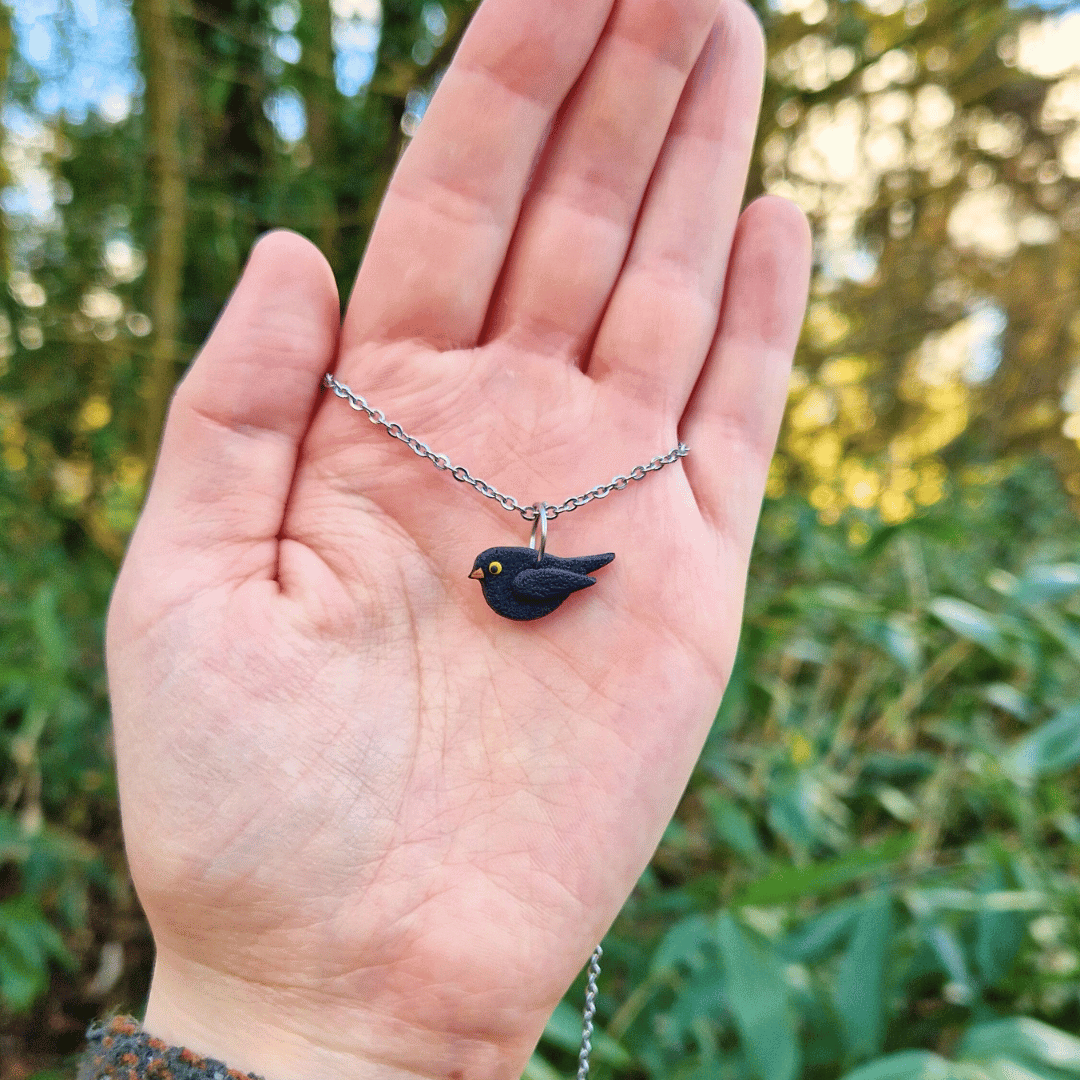 Blackbird British Bird Polymer Clay 20" Necklace