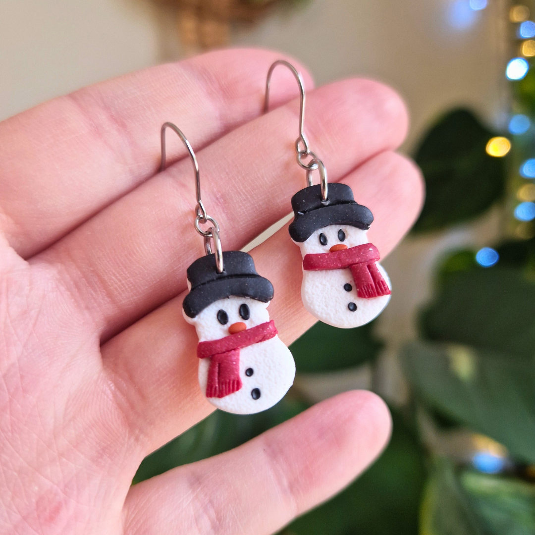 Winter Snowman Hook Earrings
