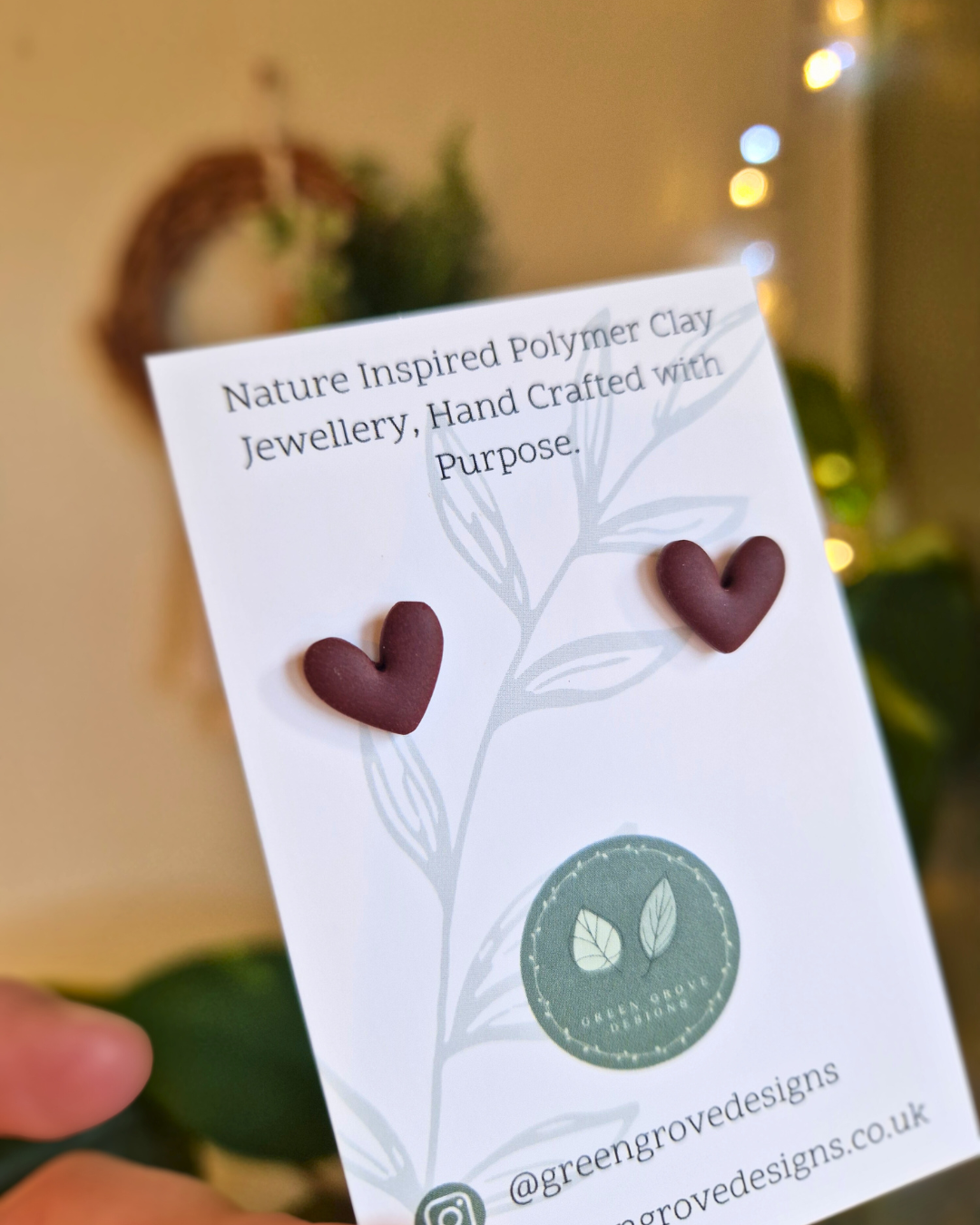 Classic Plum Heart Studs