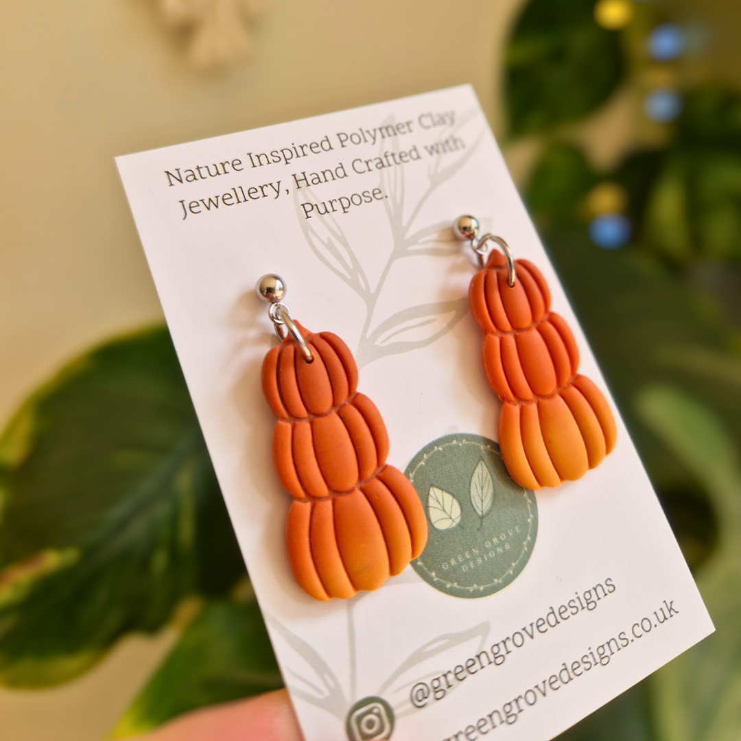 Stacked Pumpkin Drop Stud Earrings