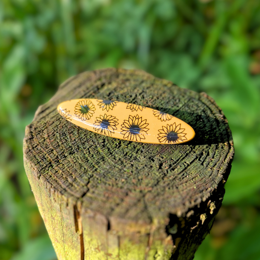 Sunflower Print Polymer Clay Hair Clip