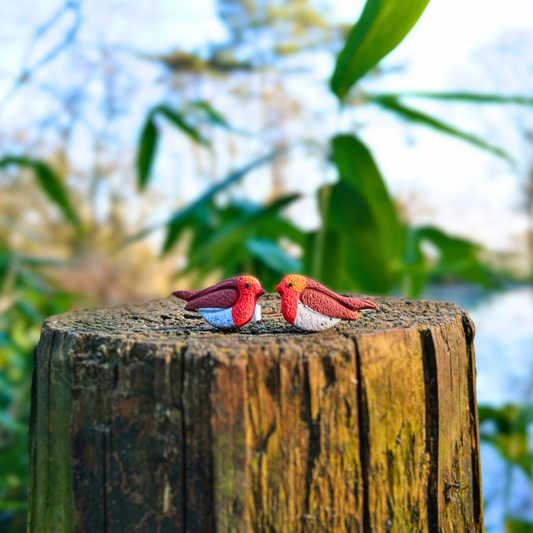 Robin British Bird Polymer Clay Stud Earrings