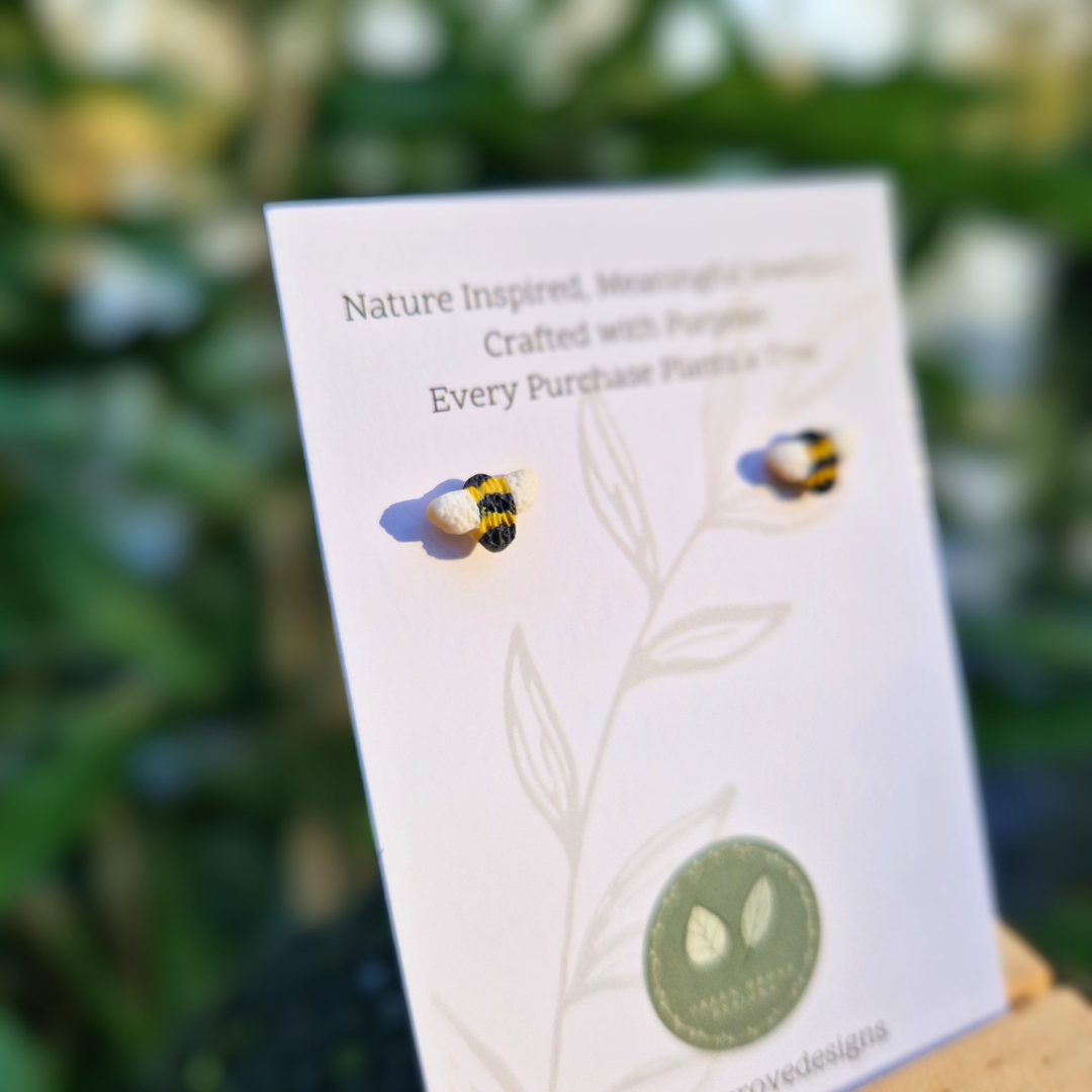 Teeny Bee Polymer Clay Stud Earrings