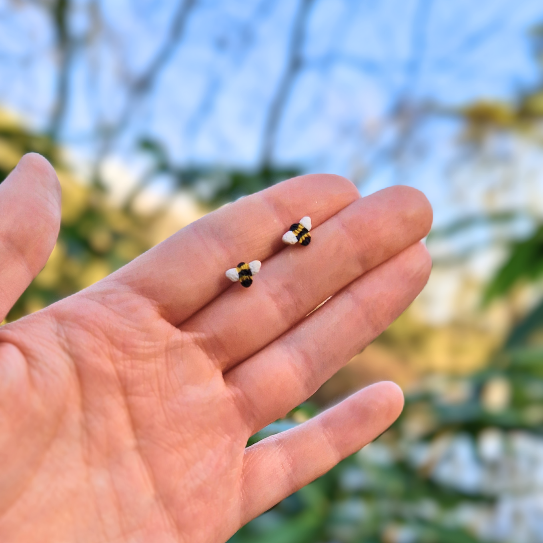 Teeny Bee Polymer Clay Stud Earrings