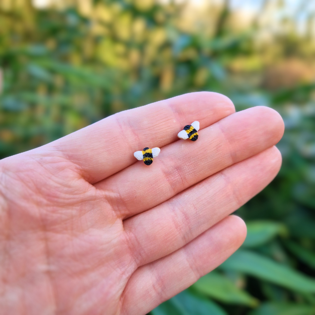 Teeny Bee Polymer Clay Stud Earrings