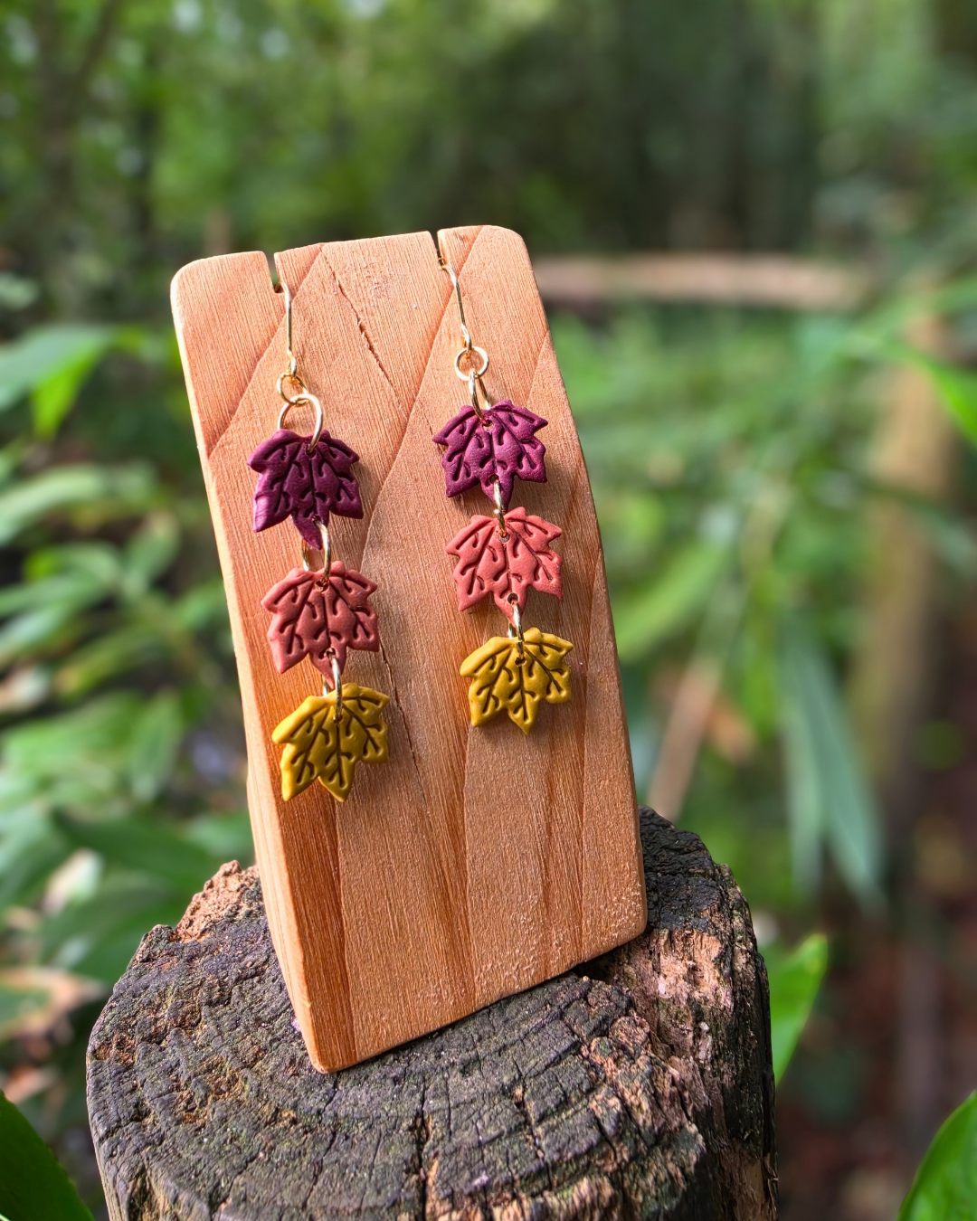 Trio Maple Leaf Drop Earrings
