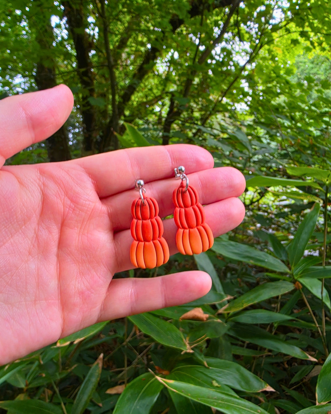 Stacked Pumpkin Drop Stud Earrings