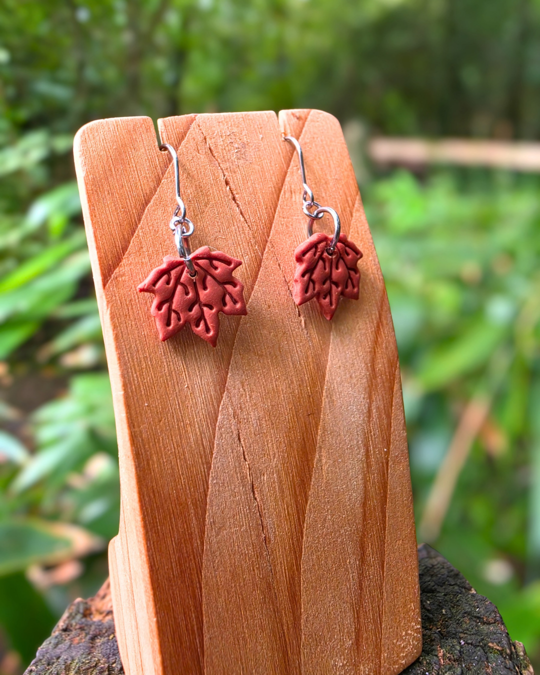 Burnt Orange Maple Leaf Drop Earrings