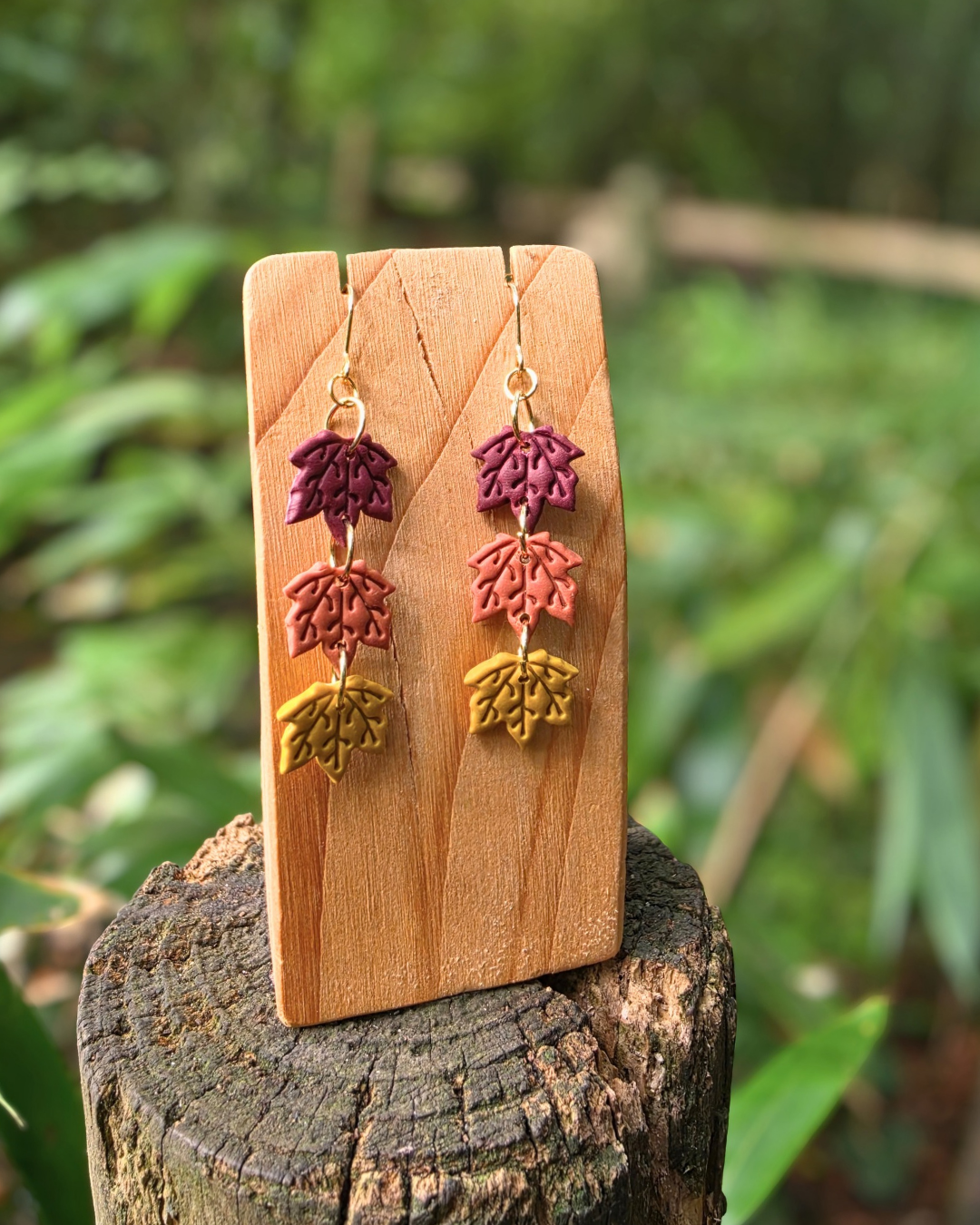 Trio Maple Leaf Drop Earrings