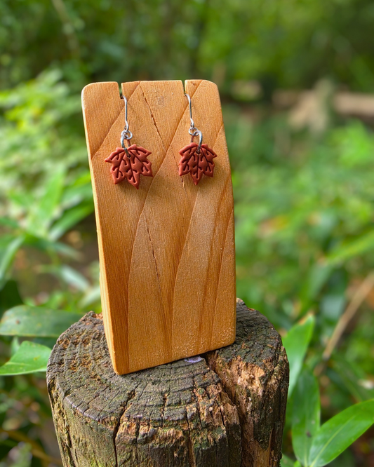 Burnt Orange Maple Leaf Drop Earrings